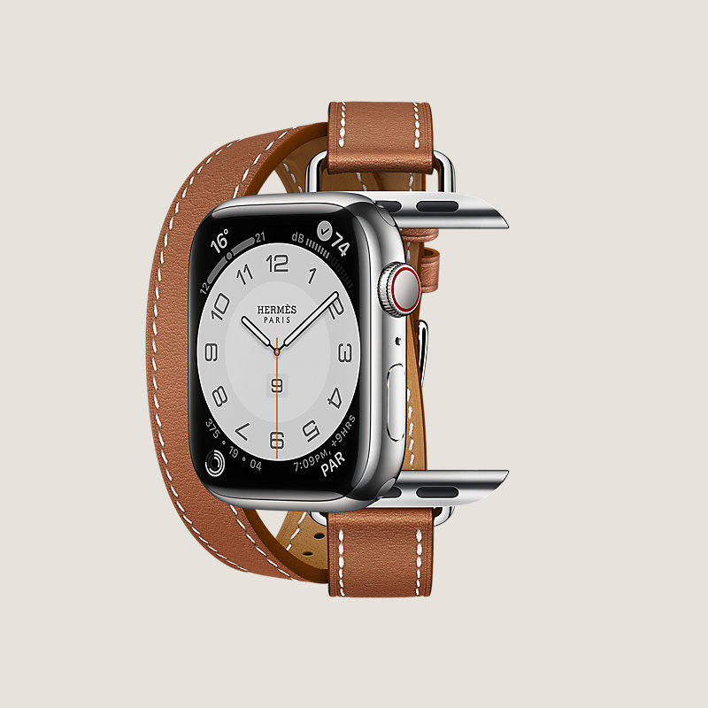 Series&nbsp;7 case & Band Apple Watch Hermes Double Tour 41&nbsp;mm&nbsp;Attelage