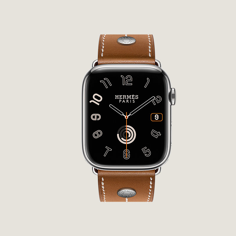 Apple Watch Hermes Leather Double Tour Band - Fauve Barenia - Regular