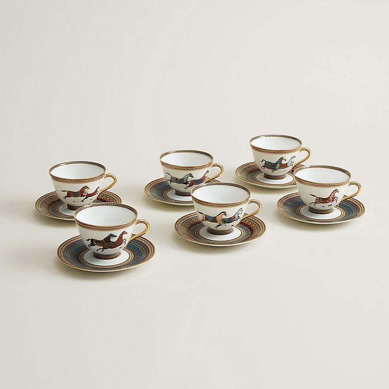 Set mit 6 Teetassen und Untertassen Cheval d'Orient (Nr. 1 bis 6)
