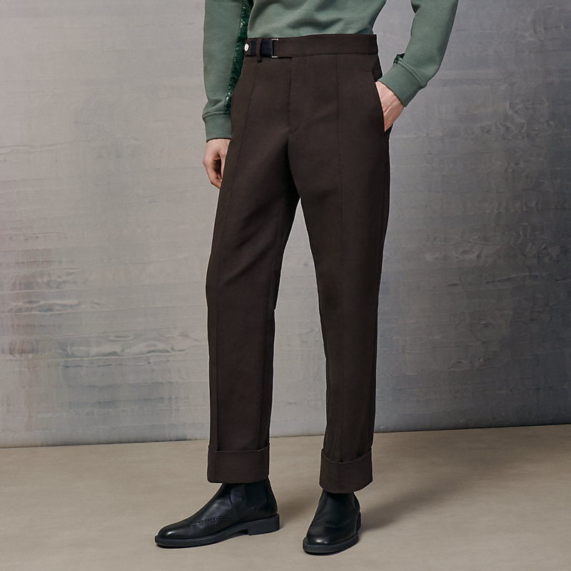 Sevres straight cut pants with strap detail | Hermès Canada