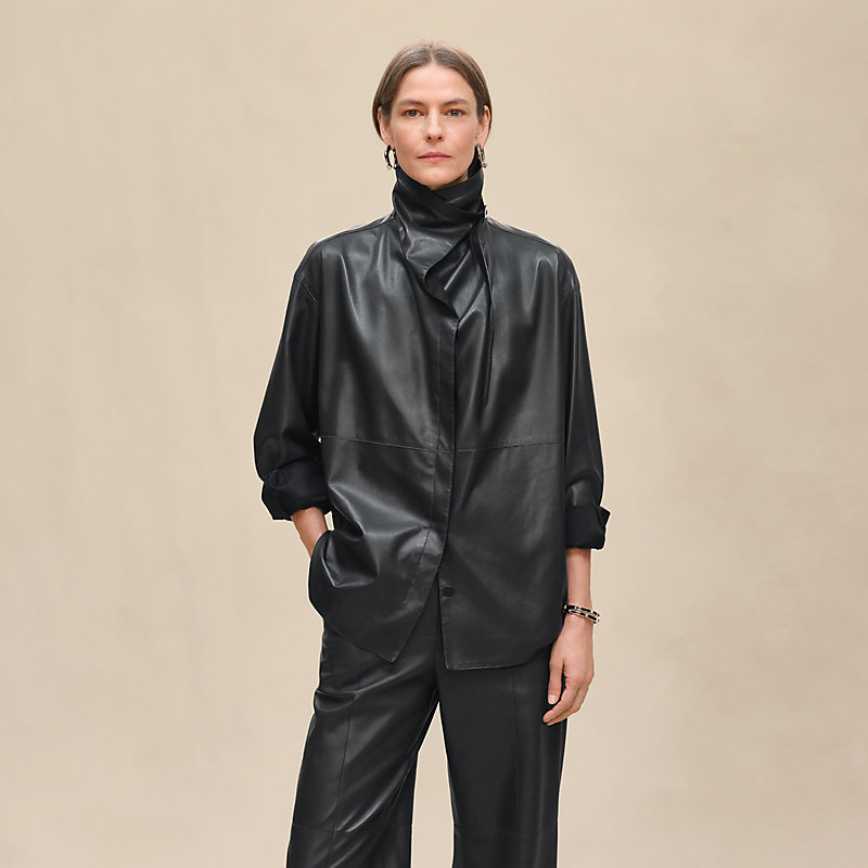 Shirt with asymmetric collar - Grey | Hermès Macau SAR