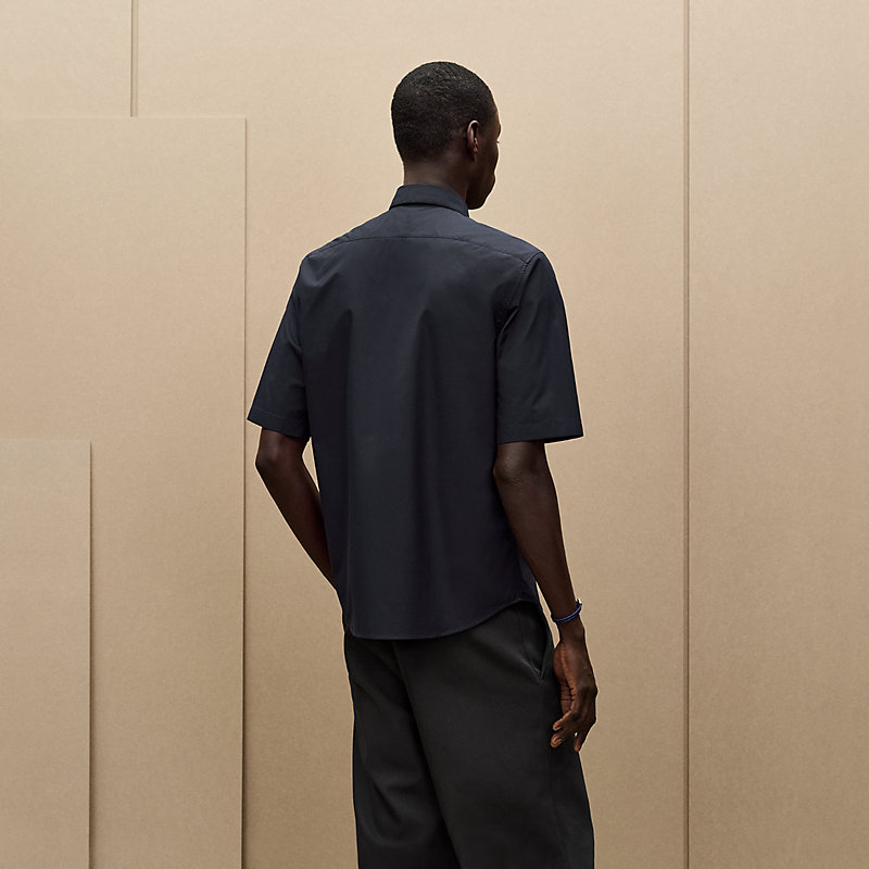 Shirt with leather detail