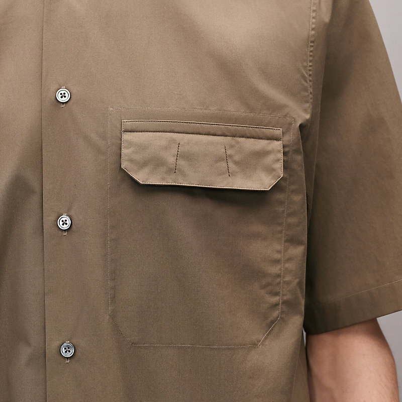 Shirt with leather detail