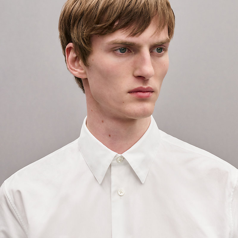 Shirt with leather detail