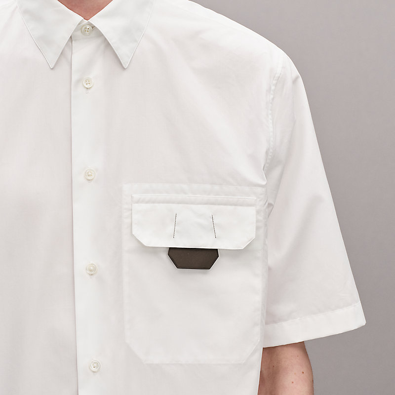 Shirt with leather detail