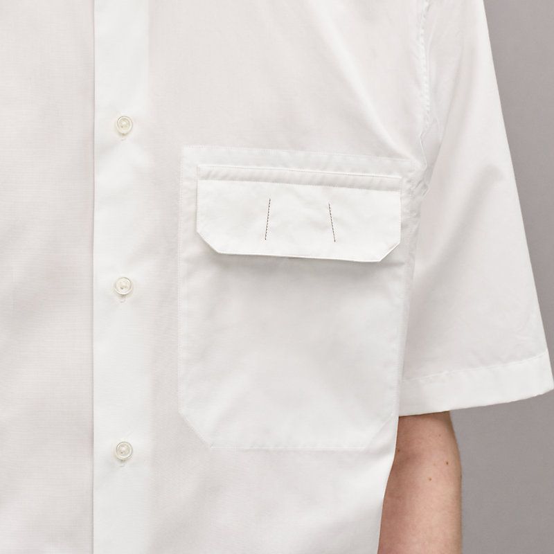 Shirt with leather detail