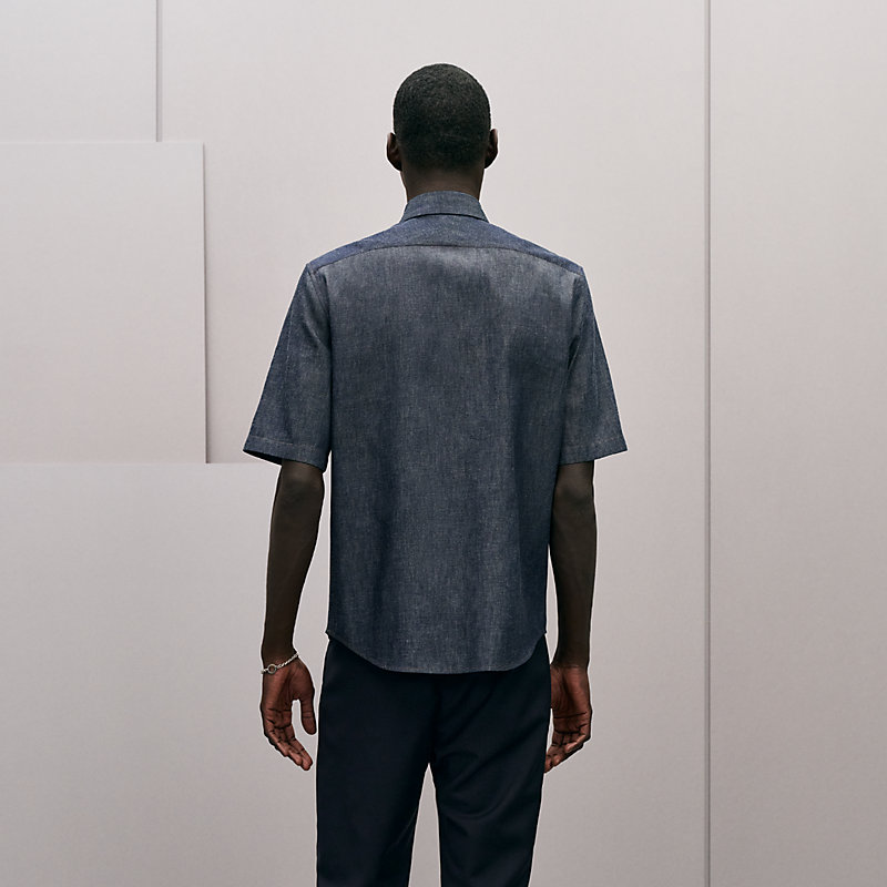 Shirt with leather detail