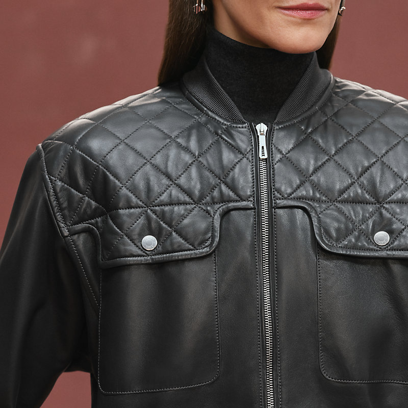 Short bomber jacket - Grey | Hermès USA