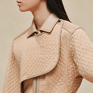 Short coat with leather details | Hermès Canada