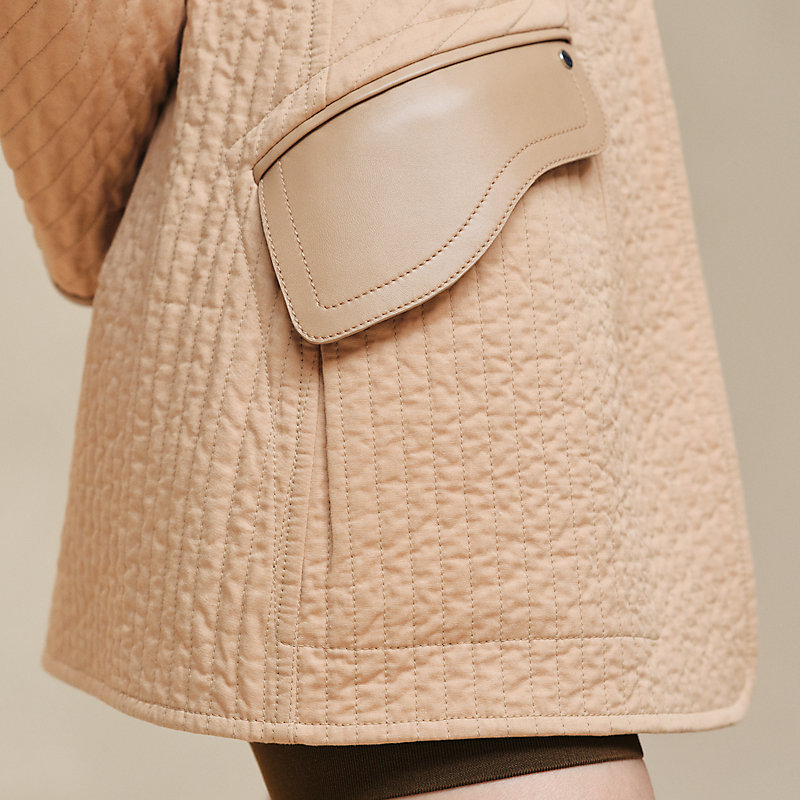 Short coat with leather details