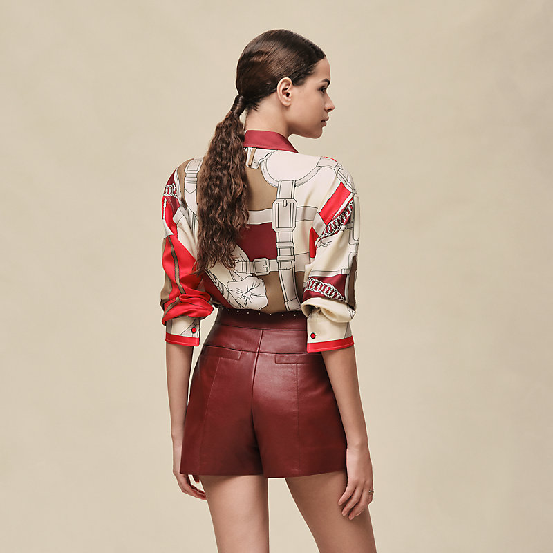 Short en cuir de chèvre grainée