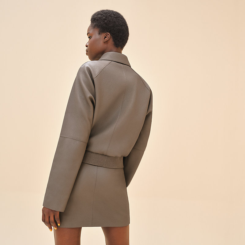 ジャケット・アウター HERMES Khaki Gray wool Stand collar Coat Short jacket | Hermès Poland