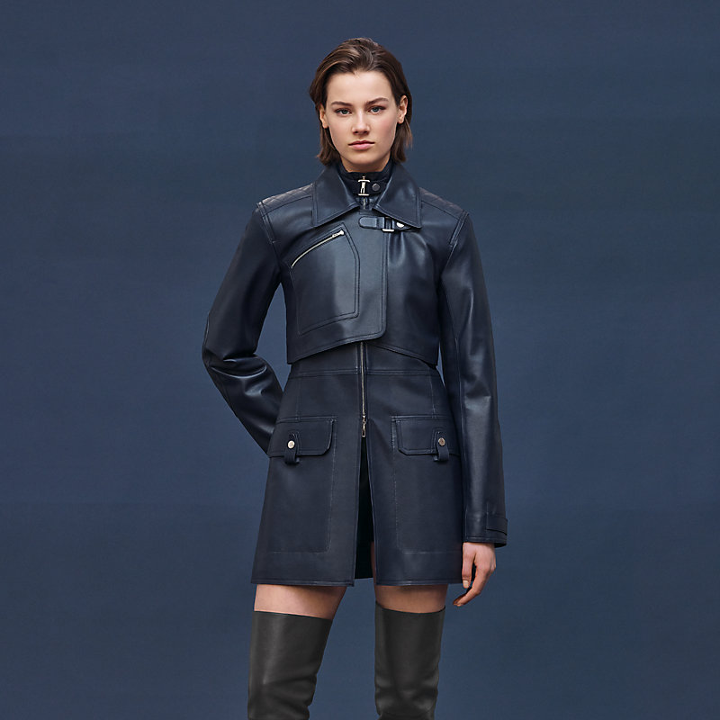 Short leather trench coat, View: , view 3 of 8