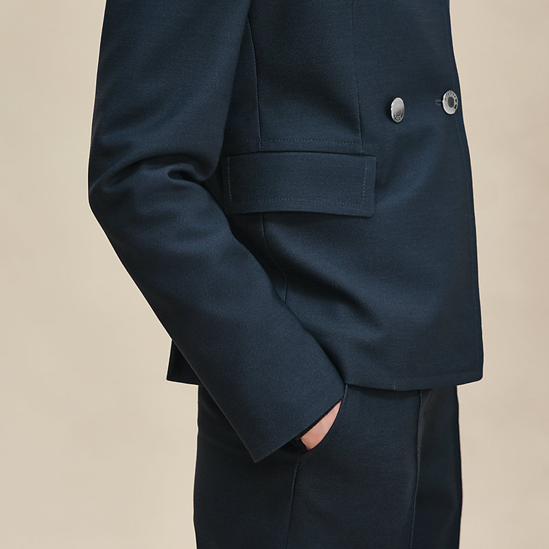 Short pea coat - Blue | Hermès Canada