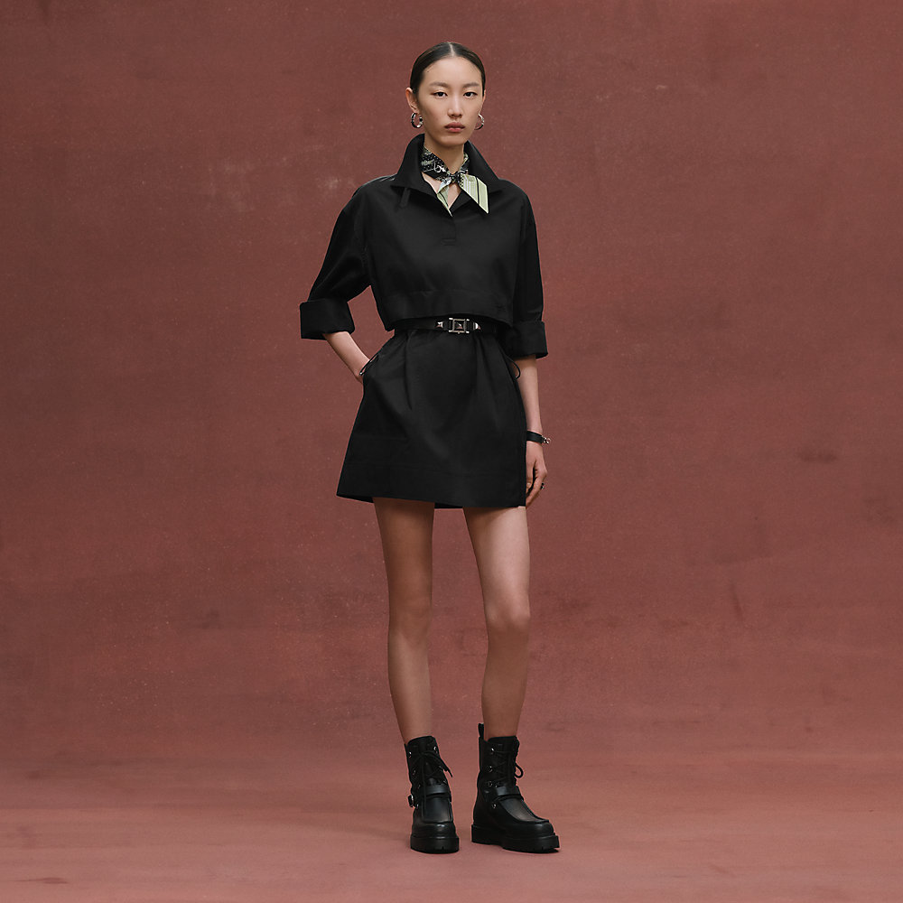 Short polo dress - Black | Hermès Canada
