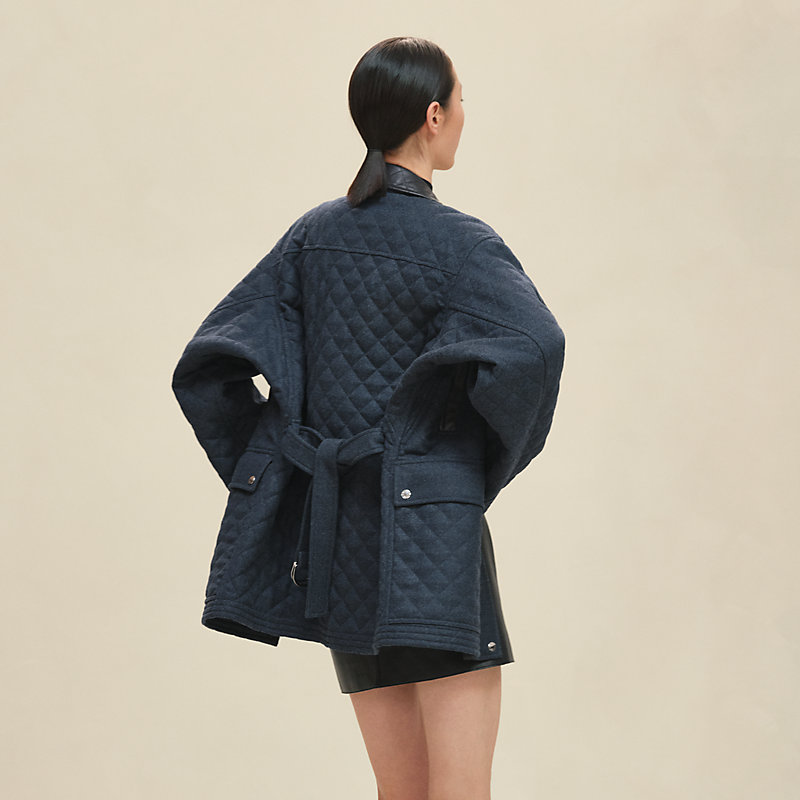 Short quilted coat - Blue | Hermès Finland