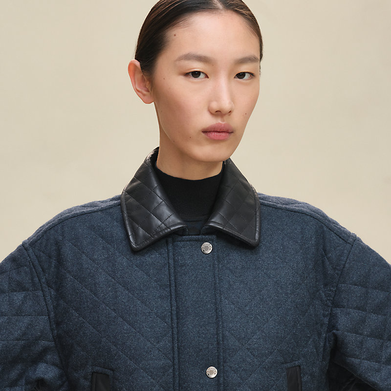 Short quilted coat - Blue | Hermès USA