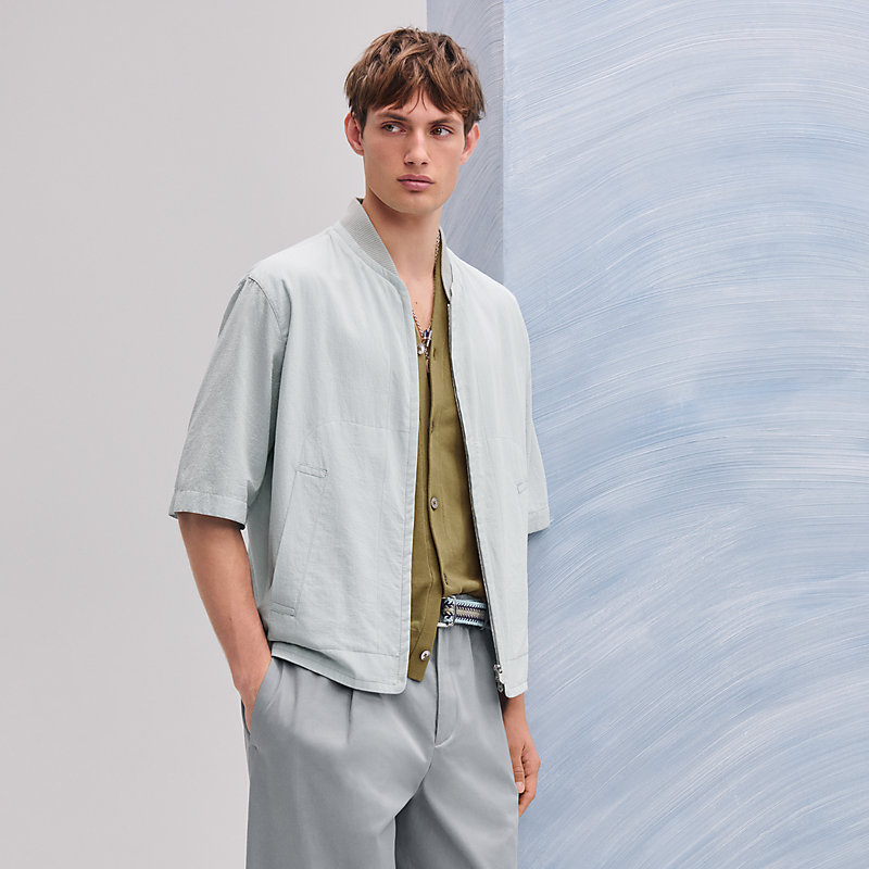 Short-sleeve overshirt - Blue - 44 | Hermès Singapore