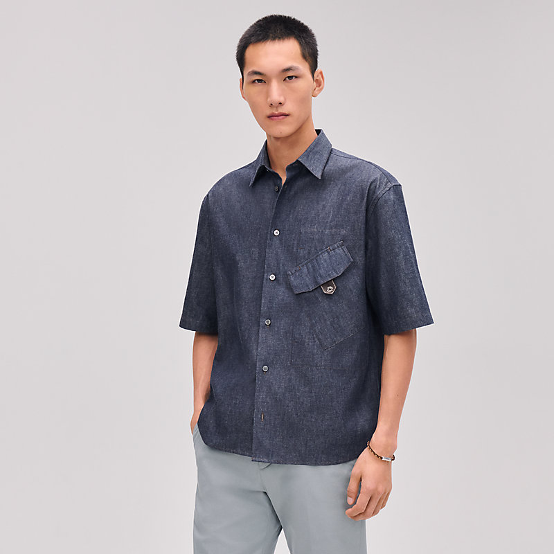 エルメス ボタンダウン ショートスリーブシャツ ブルー size41/16 半袖 エルメス ボタンダウン ショートスリーブシャツ ブルー size41