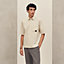 Short-sleeve straight cut shirt with leather detail, View: Worn, worn, view 2 of 6