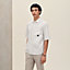 Short-sleeve straight cut shirt with leather detail, View: Worn, worn, view 2 of 6