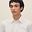 Short-sleeve straight cut shirt with leather detail, View: Worn, worn, view 4 of 6