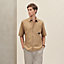 Short-sleeve straight cut shirt with leather detail, View: Worn, worn, view 2 of 6