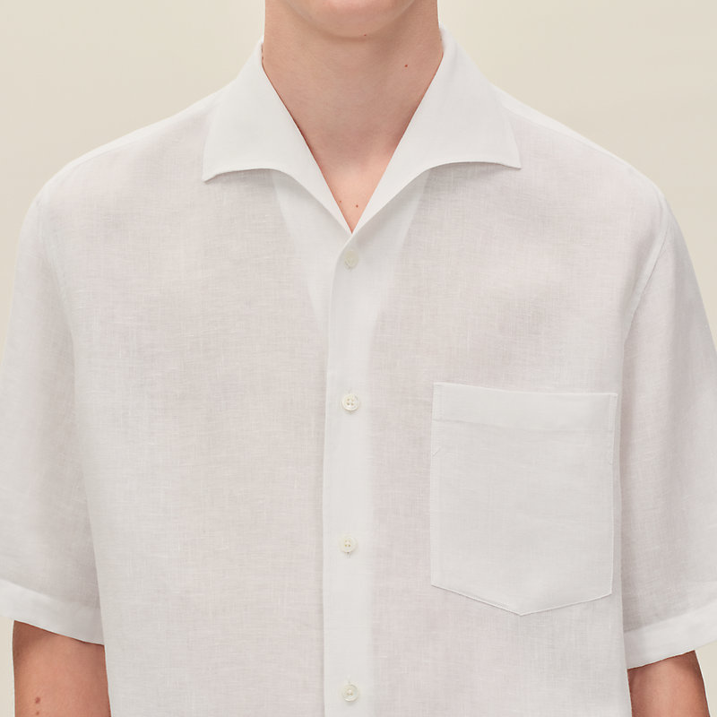 Short-sleeve straight cut shirt with notched collar | Hermès USA Short-sleeve straight cut shirt with notched collar | Hermès USA