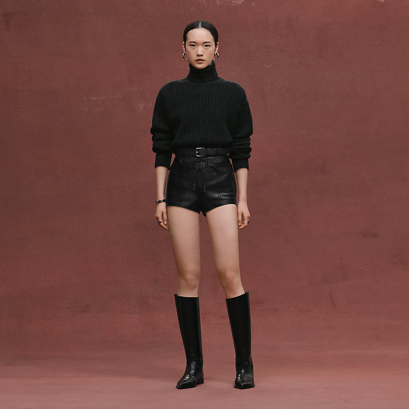 Shorts with perforated details - Black | Hermès USA