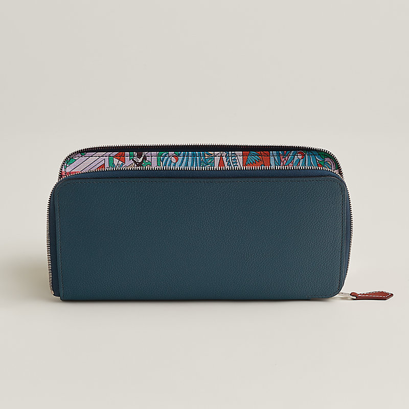 【関税込】Silk'In Classique wallet Hermes Silk'In Classique Long Wallet Blue Zellige Epsom