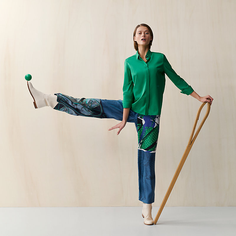 Silk patchwork pants