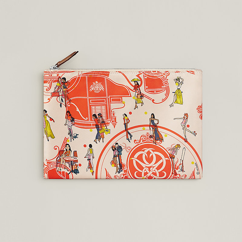 HERMES ポーチ Silky Pocket cosmetic case 直営店ラッピング HERMES Silky Pocket Pouch Cosmetic Case Clutch Bag Silk Blue