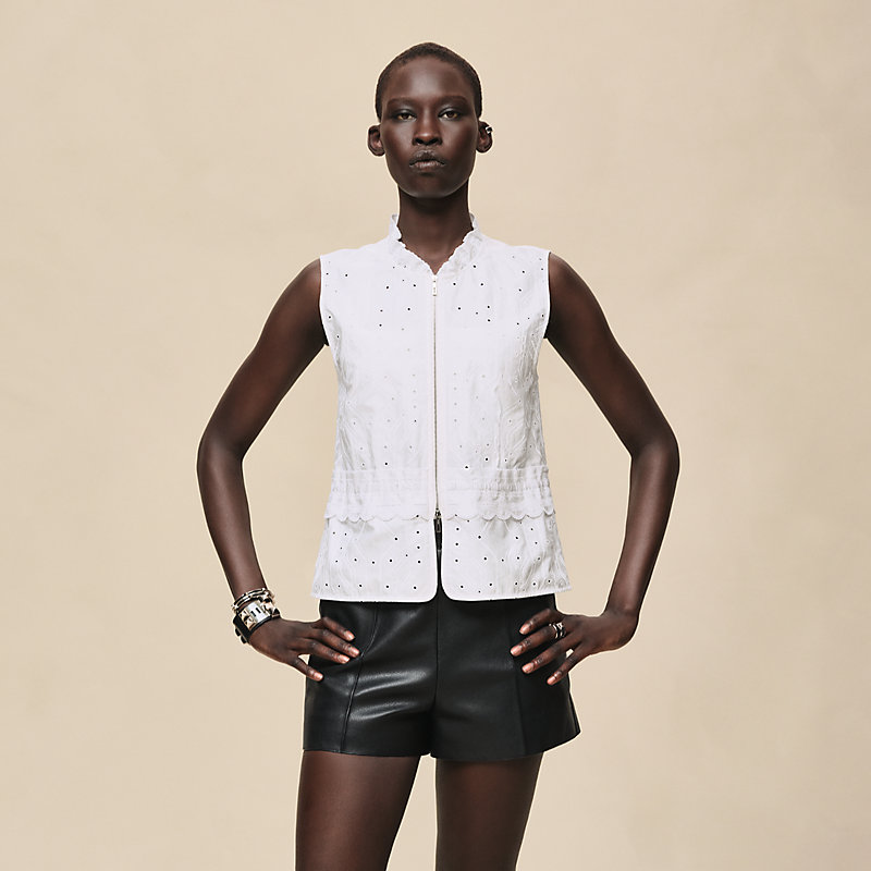 Sleeveless embroidered blouse | Hermès Macau SAR