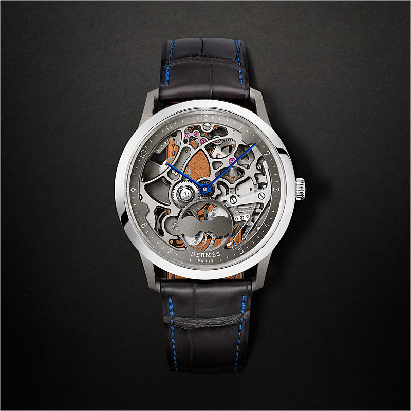 Slim d'Hermès Squelette Lune watch, 39.5 mm | Hermès USA Slim d'Hermès Squelette Lune watch, 39.5 mm | Hermès USA