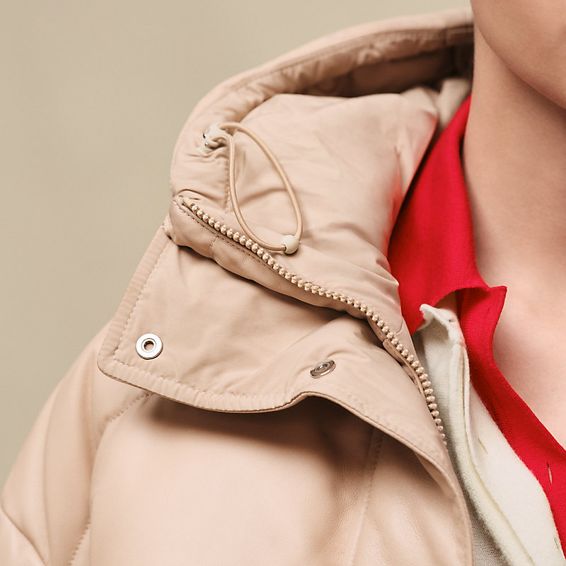 Smooth calfskin puffer coat