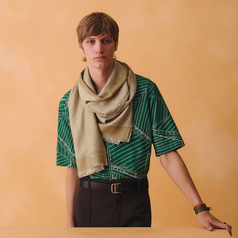 Foulard Soie Vintage KOLPING - 52x53cm, Orange - Occasion TBEG