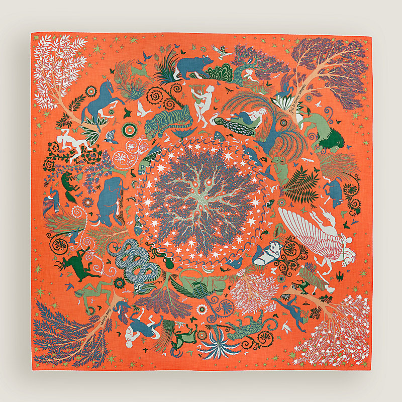 Sous le Charme d'Orphee shawl 140 Orange Hermès Finland