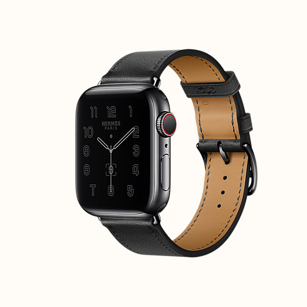 hermes black leather apple watch band