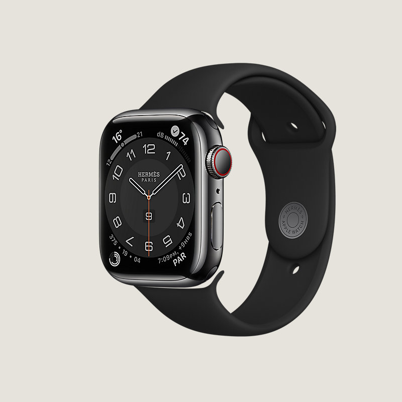 Space Black Series 7 case & Band Apple Watch Hermes Double Tour 41&nbsp;mm&nbsp;Attelage