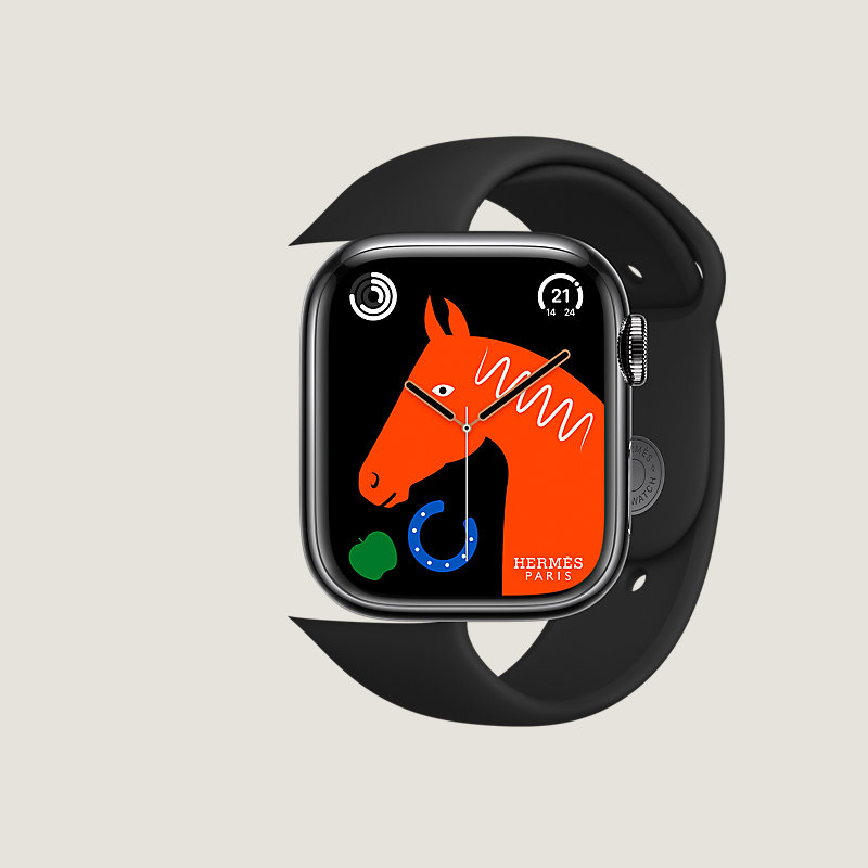 Space Black Series 8 case & Band Apple Watch Hermes Double Tour 41&nbsp;mm&nbsp;Attelage