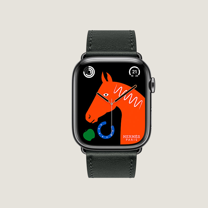 Space Black Series 8 case & Band Apple Watch Hermès Single Tour 45&nbsp;mm
