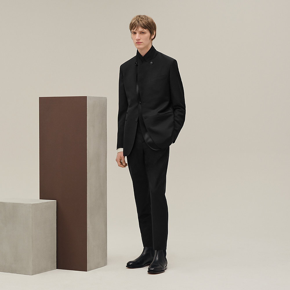 Stadium jacket with satin detail - Grey - 46 | Hermès Macau SAR