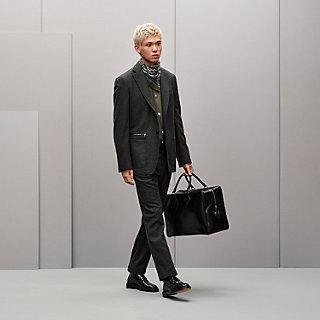 Stadium Relax jacket with leather detail, short model | Hermès