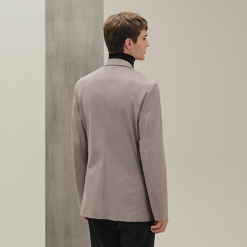 シロeurokenvy Knit Suede Stretch Jacket Stadium Relax jacket with topstitching details | Hermès