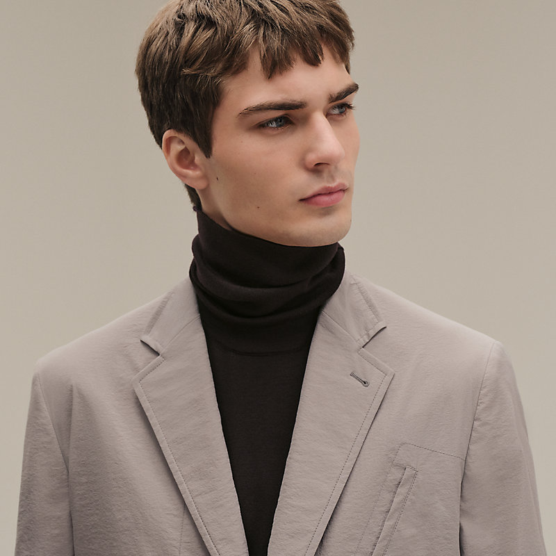 シロeurokenvy Knit Suede Stretch Jacket Stadium Relax jacket with topstitching details | Hermès