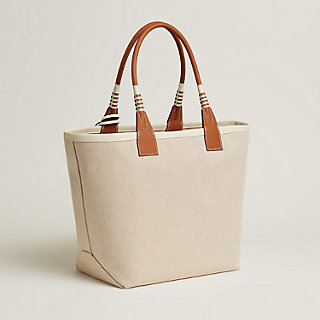 Hermes Cabas H En Biais Canvas / Swift Leather Trim 40 Tote Bag