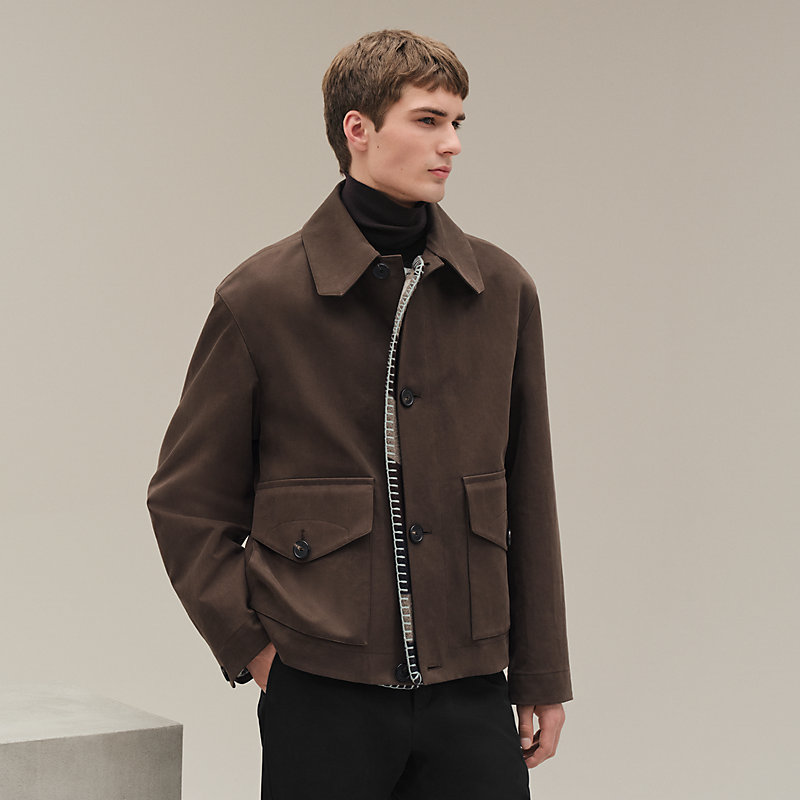 ジャケット・アウター HERMES Khaki Gray wool Stand collar Coat ジャケット・アウター HERMES Khaki Gray wool Stand collar Coat