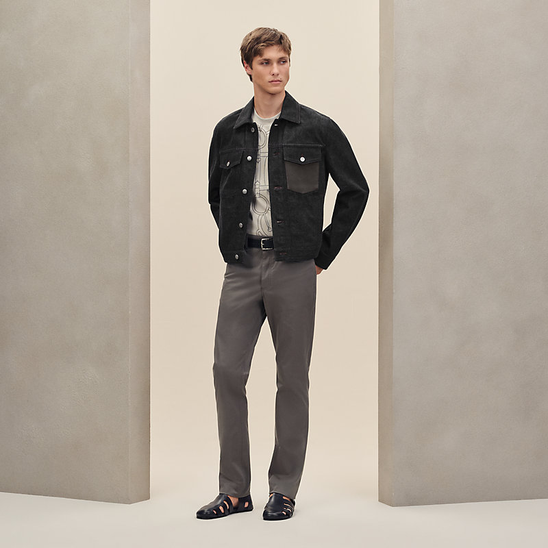 HERMES メンズ ジャケット Straight cut jacket with leather detail | Hermès USA
