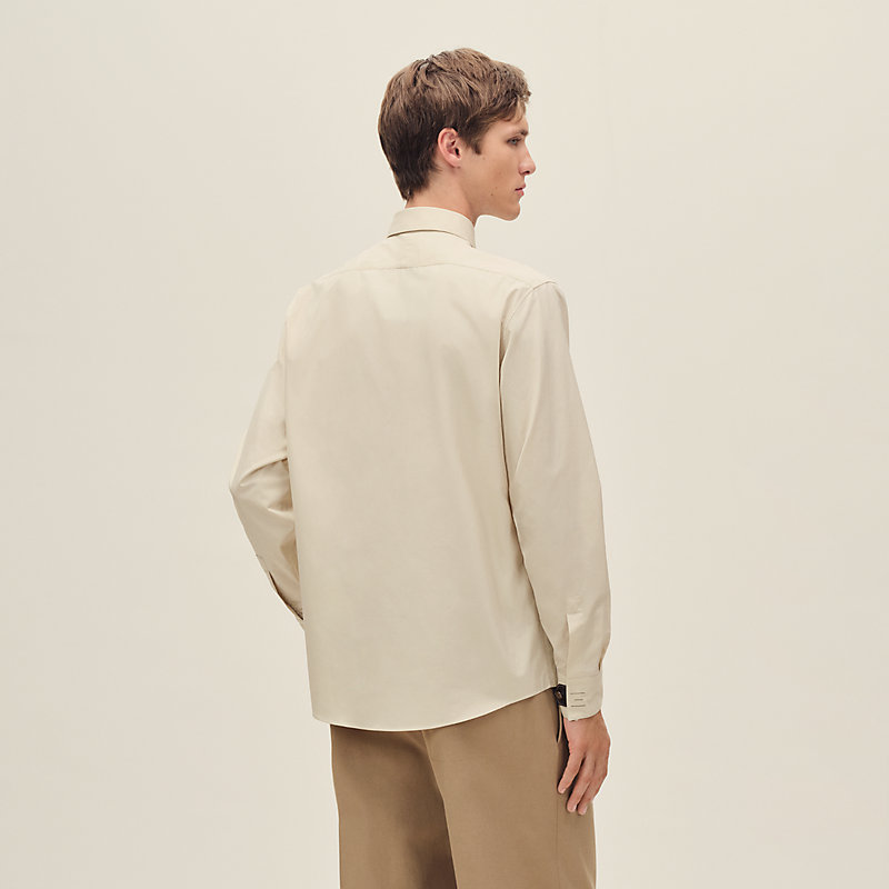 Straight cut shirt with leather detail