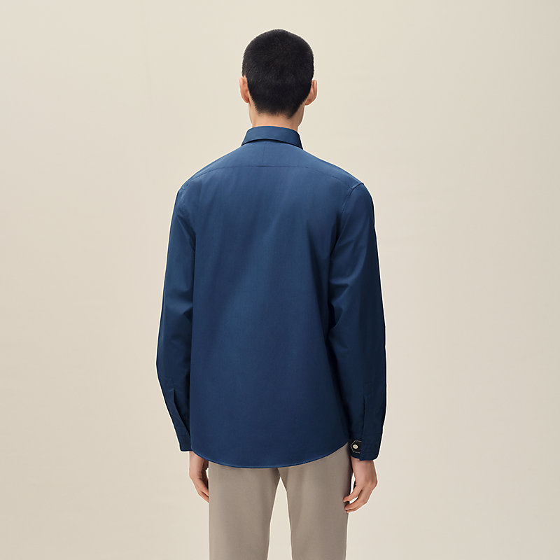 Straight cut shirt with leather detail